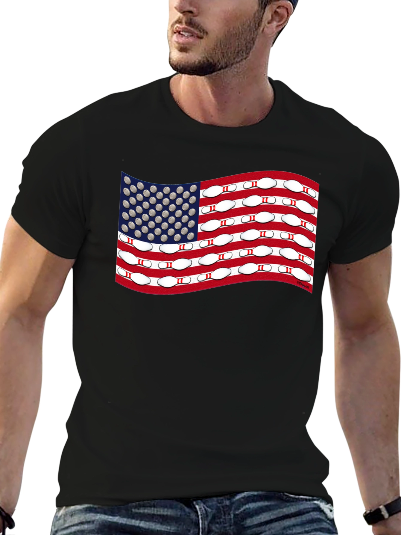 Bowling USA Flag T-Shirt - Patriotic Design