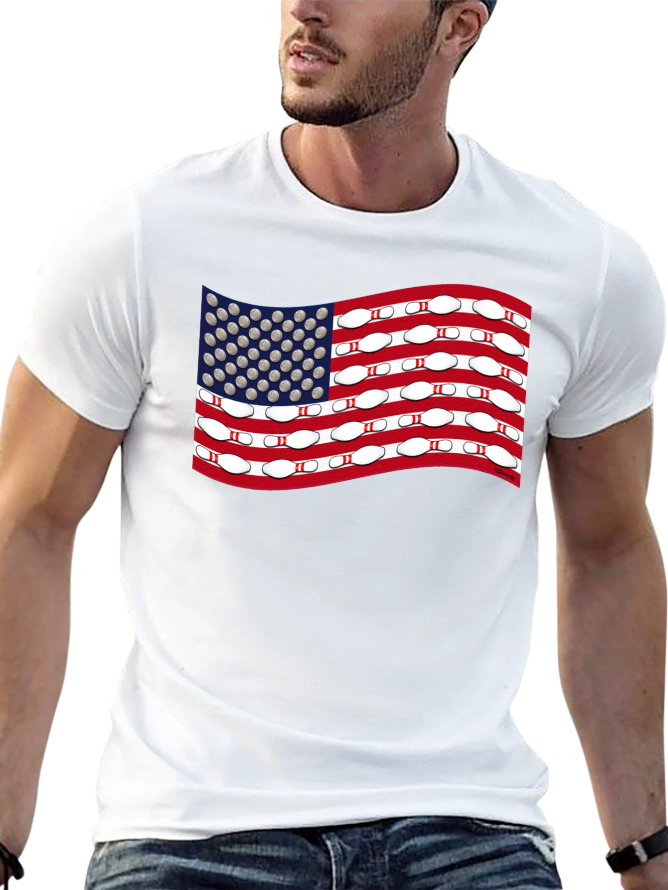 Bowling USA Flag T-Shirt - Patriotic Design