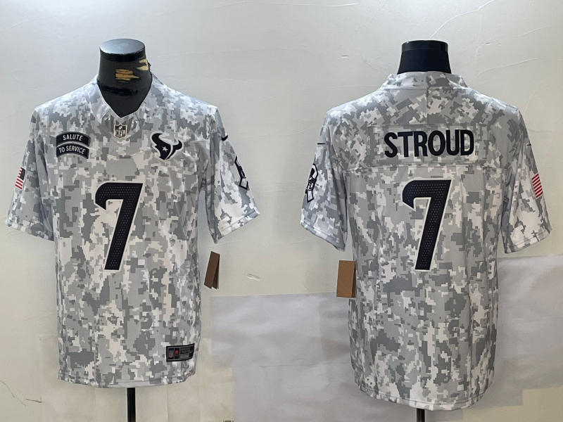 Men's Houston Texans C.J. Stroud #7 Arctic Camo 2024 Salute to Service Limited Jerseys
