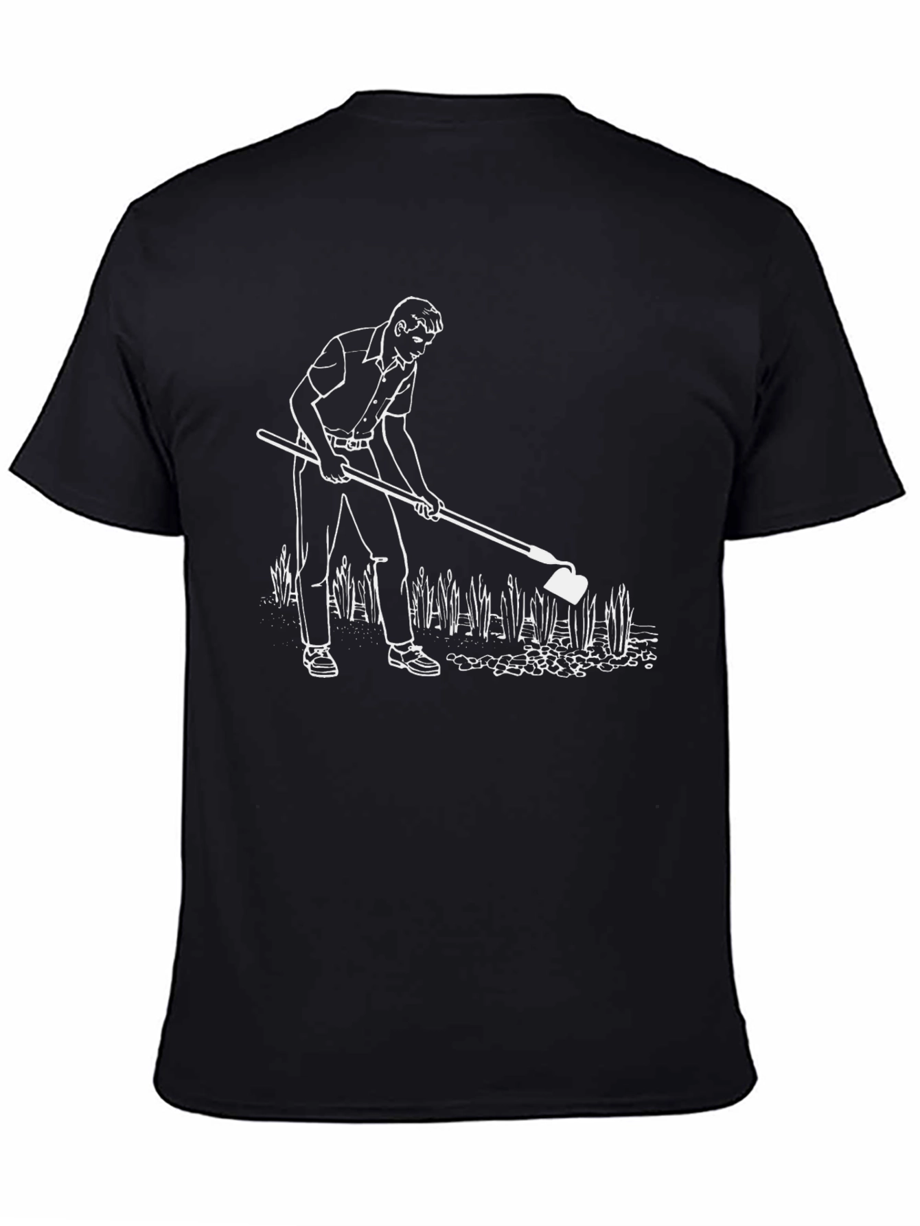 Mens Black T-Shirt with Gardening Graphic