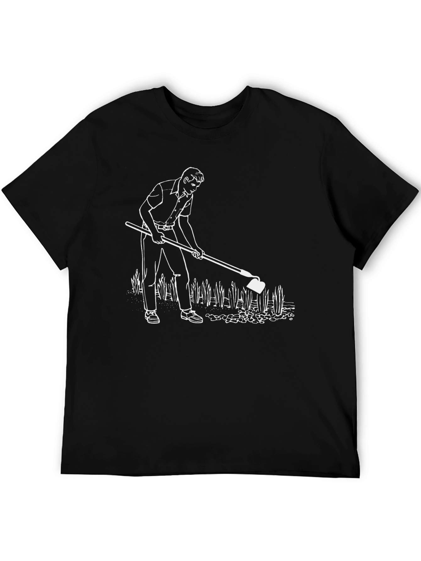 Mens Black T-Shirt with Gardening Graphic