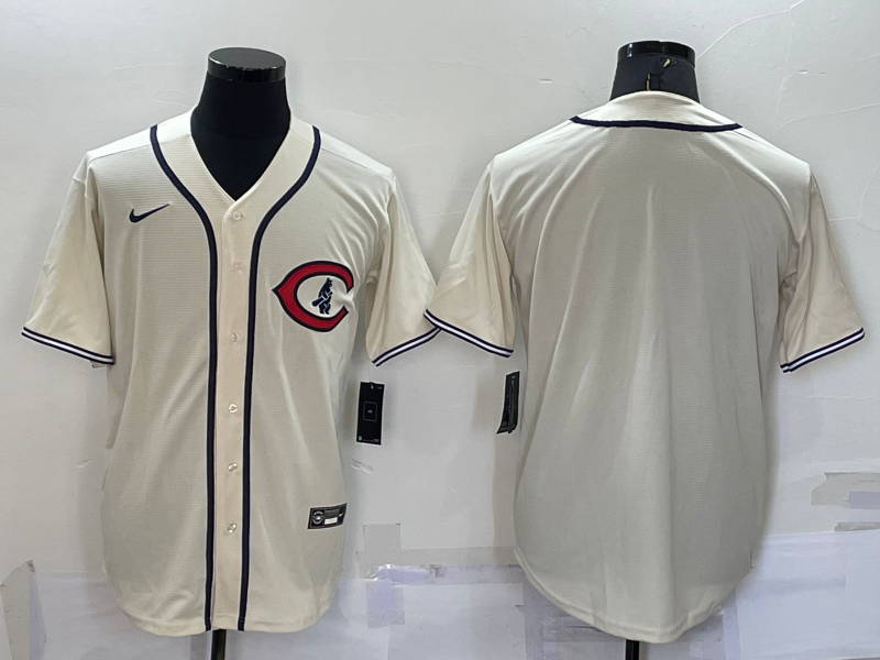 Men's Chicago Cubs Beige Blank Replica Jerseys