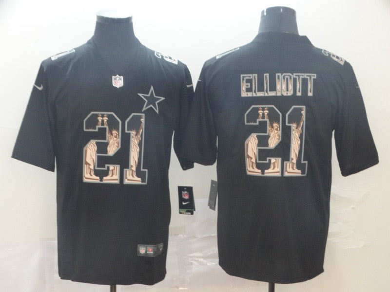Men's Dallas Cowboys #21 Ezekiel Elliott Black Alternate Game Jerseys