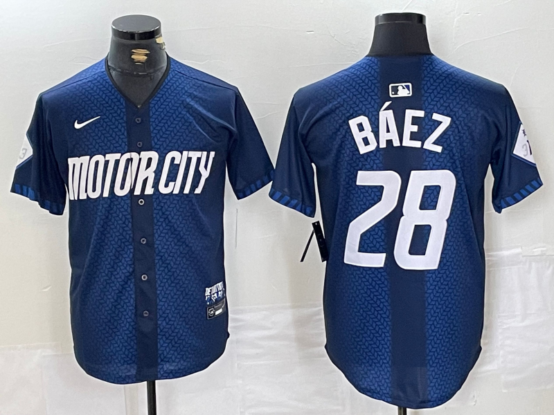 Men's Detroit Tigers Javier Baez #28 Navy 2024 City Connect Limited Player Jerseys