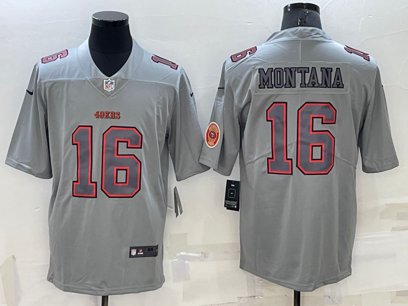 Men's San Francisco 49ers Joe Montana #16 Gray Atmosphere Game Jerseys