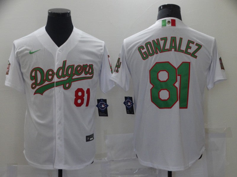 Men's Los Angeles Dodgers Victor Gonzalez #81 White Stitched Jerseys