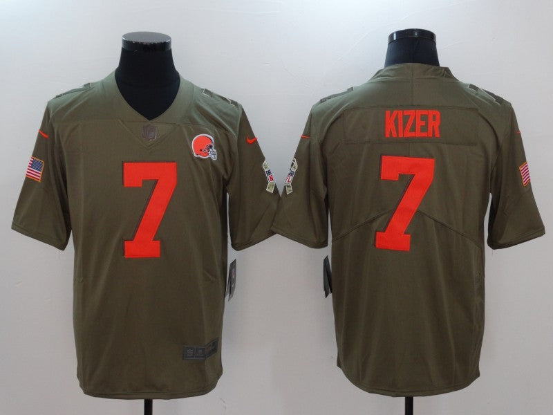 Men's Cleveland Browns DeShone Kizer #7 Olive Game Jerseys