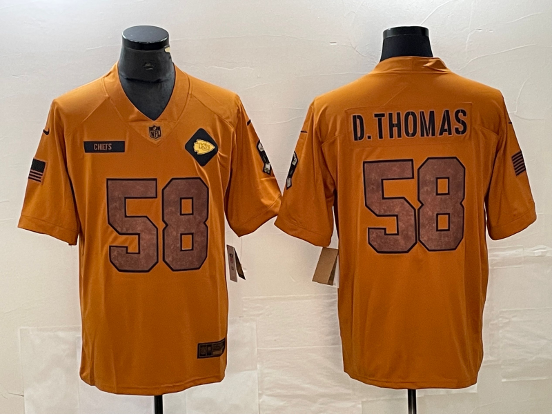 Men's Kansas City Chiefs Derrick Thomas #58 Brown 2023 Salute To Service Retired Player Limited Jerseys