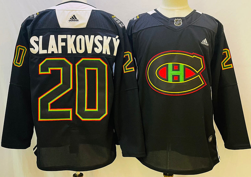 Men's Montreal Canadiens Juraj Slafkosky #20 Black Player Jerseys