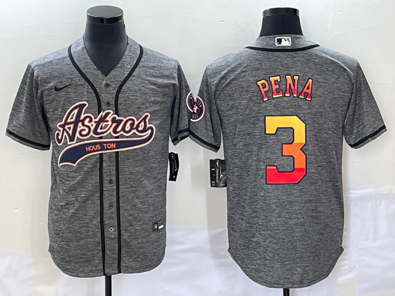 Men's Houston Astros Jeremy Pena #3 Gray Replica Player Jerseys Joint Edition