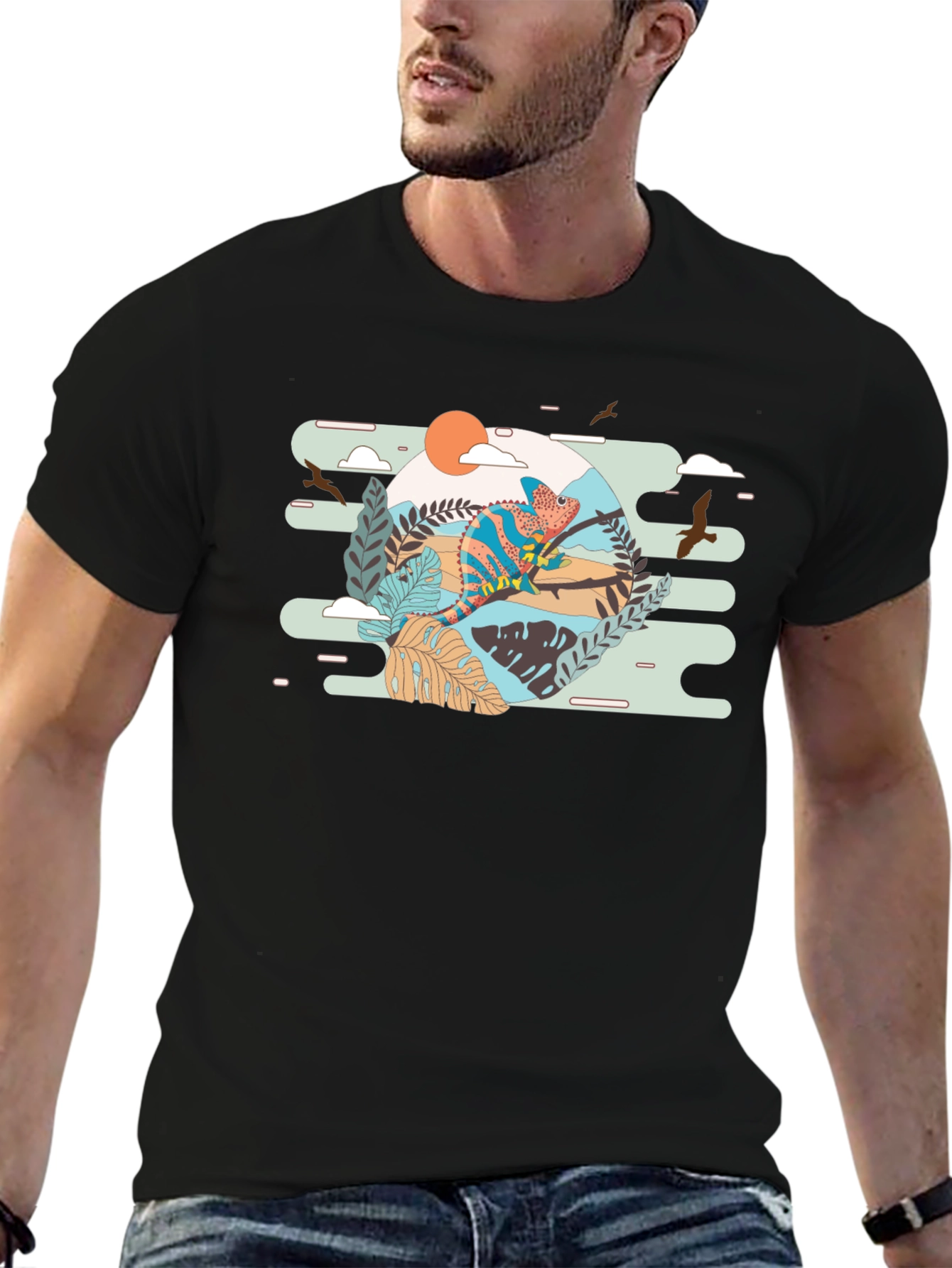 Chameleon Graphic Print T-Shirt