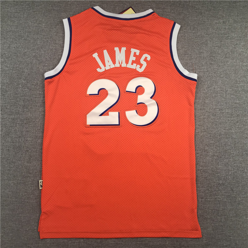 Men's Cleveland Cavaliers LeBron James Orange Hardwood Classics Swingman Jerseys