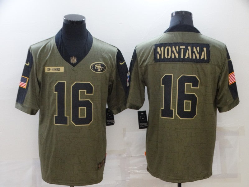Men's San Francisco 49ers Joe Montana #16 Brown Player Game Jerseys