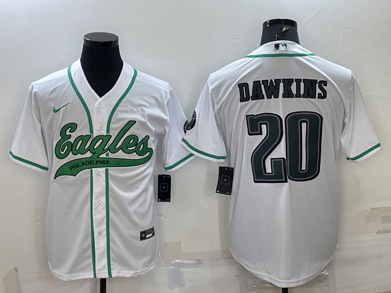 Men's Philadelphia Eagles Brian Dawkins #20 White Game Jerseys Joint Edition