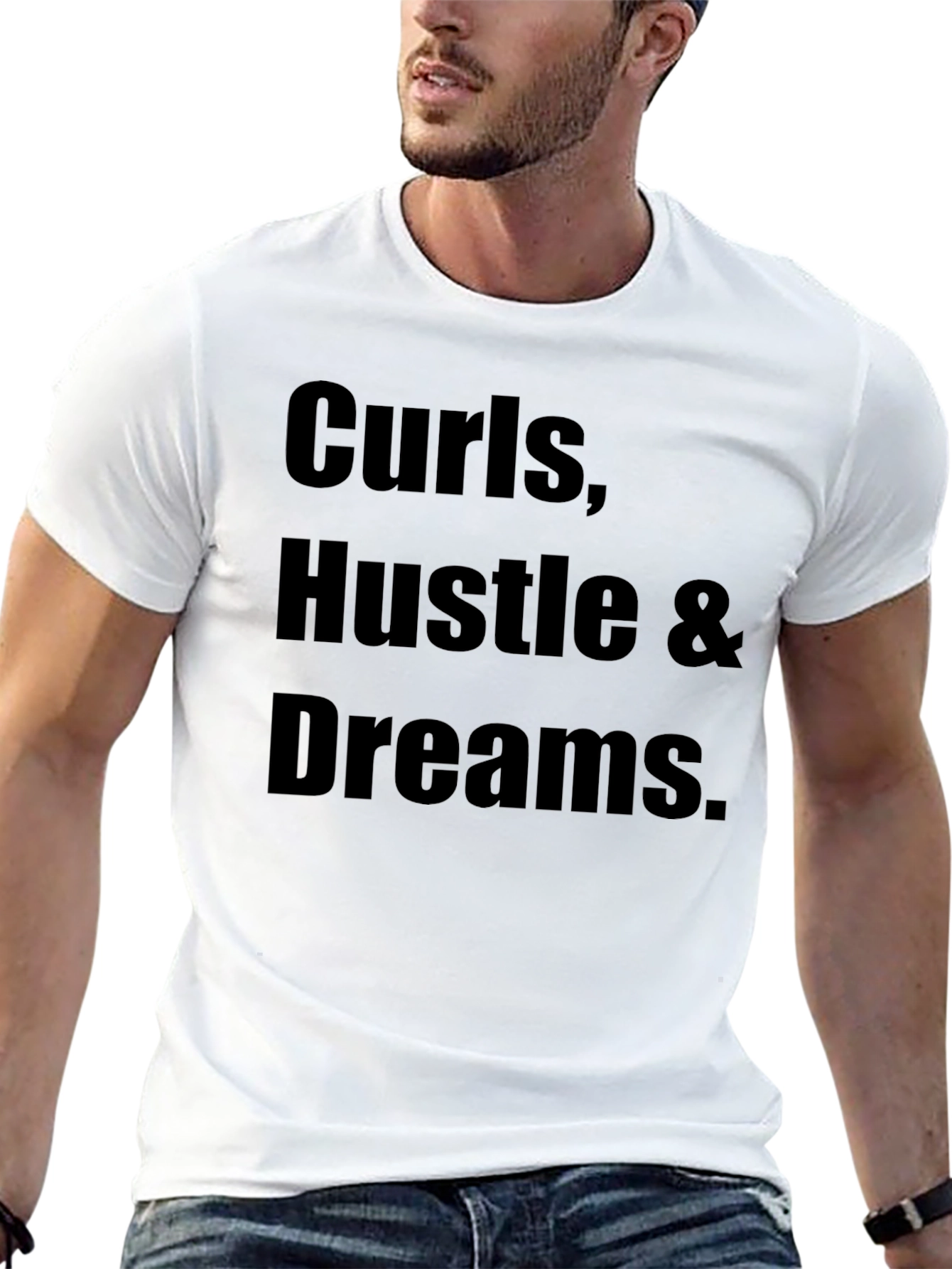 Curls Hustle Dreams Black Graphic Tee
