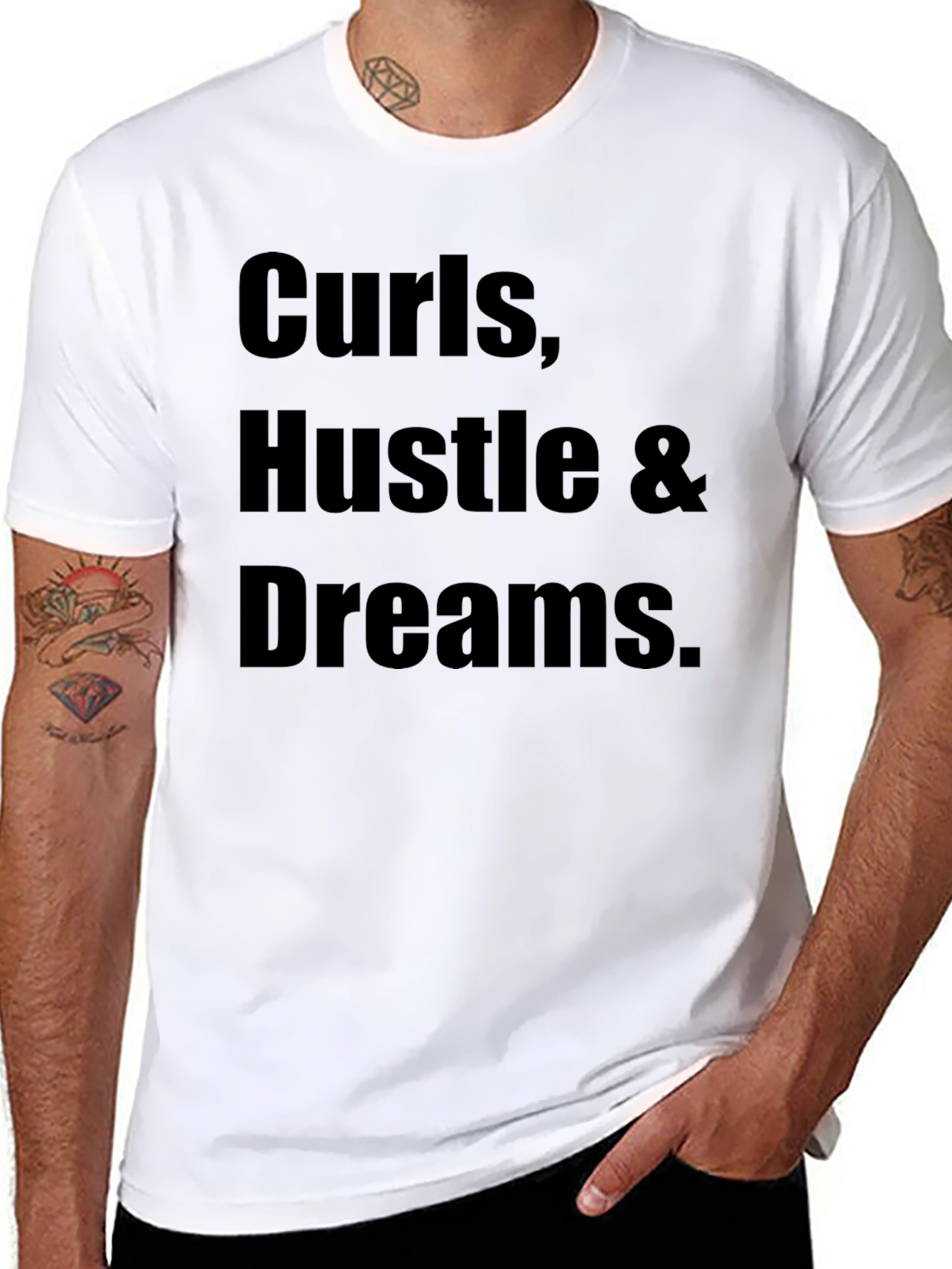 Curls Hustle Dreams Black Graphic Tee