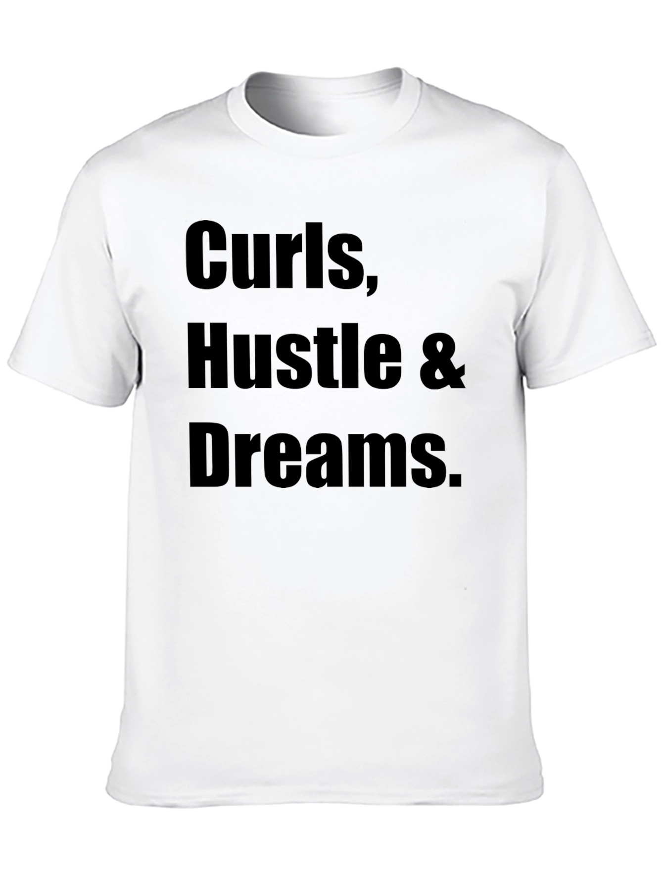 Curls Hustle Dreams Black Graphic Tee