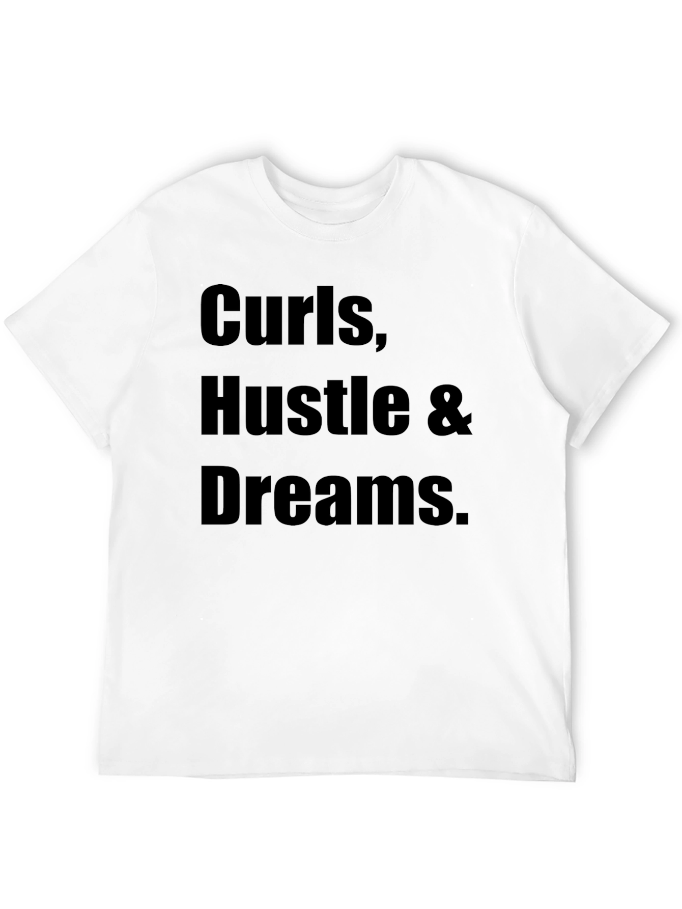 Curls Hustle Dreams Black Graphic Tee