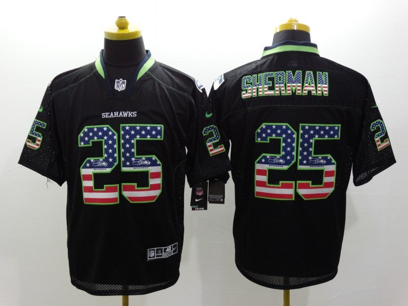 Men's Seattle Seahawks Richard Sherman #25 Black Game Jerseys