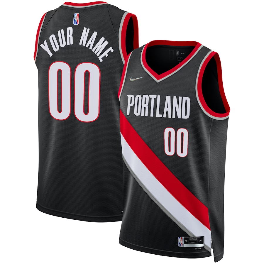 Men's Portland Trail Blazers Black 2021/22 Diamond Swingman Custom Jerseys - Icon Edition