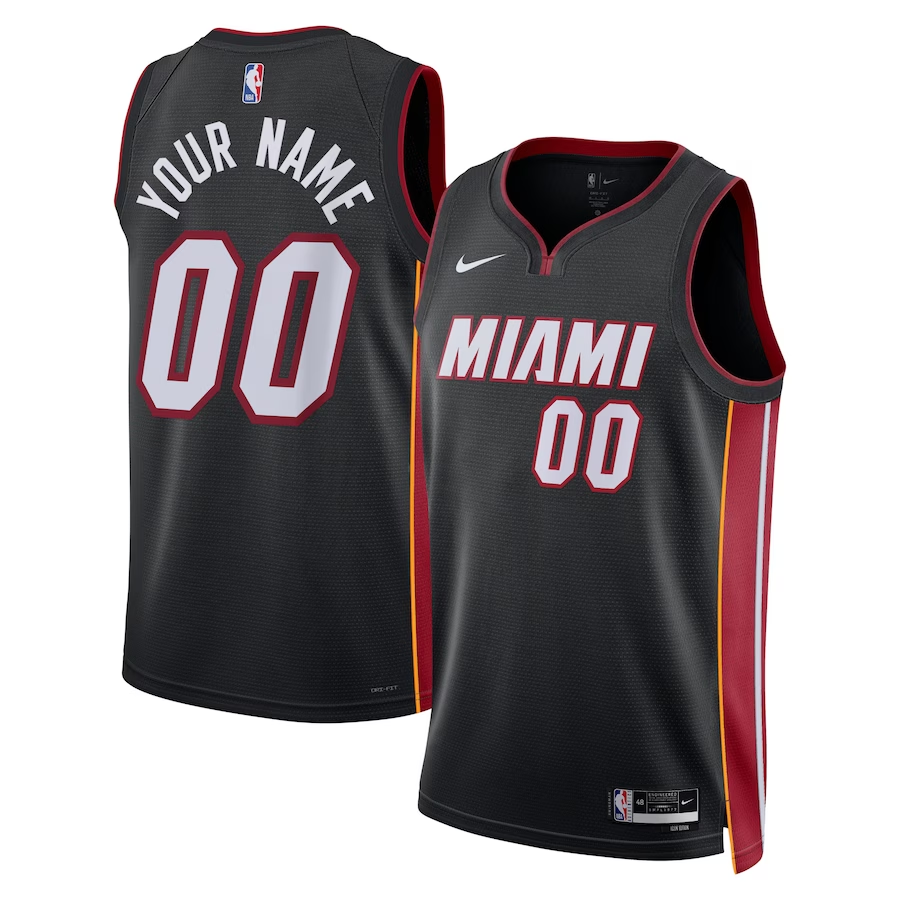 Men's Miami Heat Custom Black Swingman Jerseys - Icon Edition
