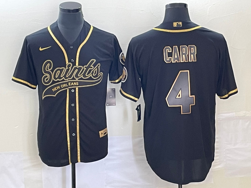 Men's New Orleans Saints Derek Carr #4 Black Player Jerseys Joint Edition