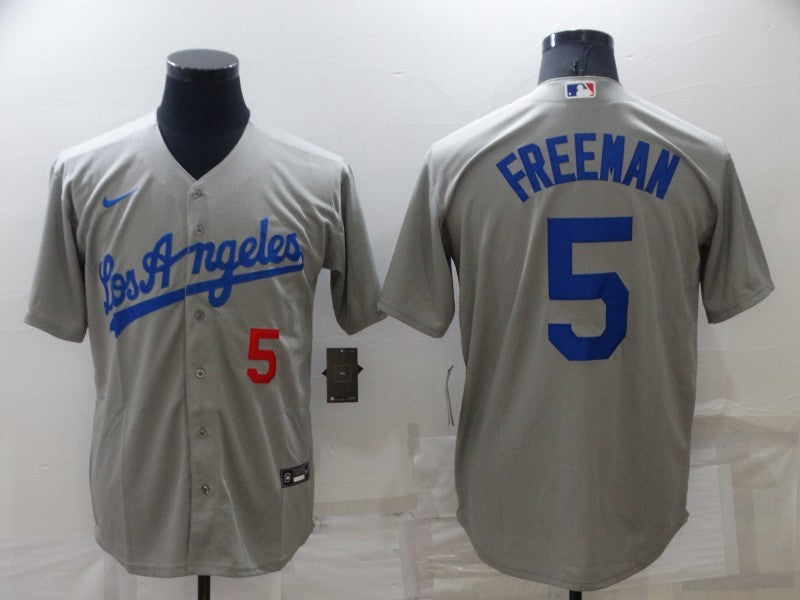 Men's Los Angeles Dodgers Freddie Freeman #5 Gray Replica Player Jerseys