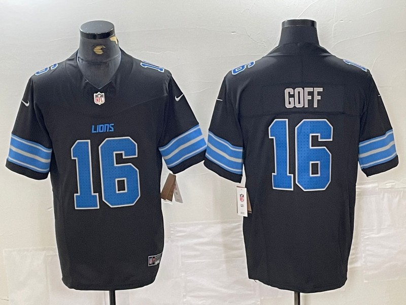Men's Detroit Lions Jared Goff #16 Black Vapor F.U.S.E. Limited Jerseys