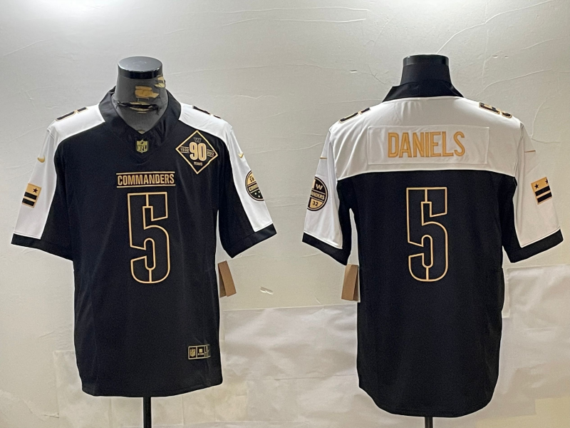 Men's Washington Commanders Jayden Daniels #5 Black Game Player Jerseys