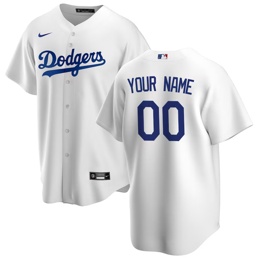 Men's Los Angeles Dodgers White Home Replica Custom Jerseys
