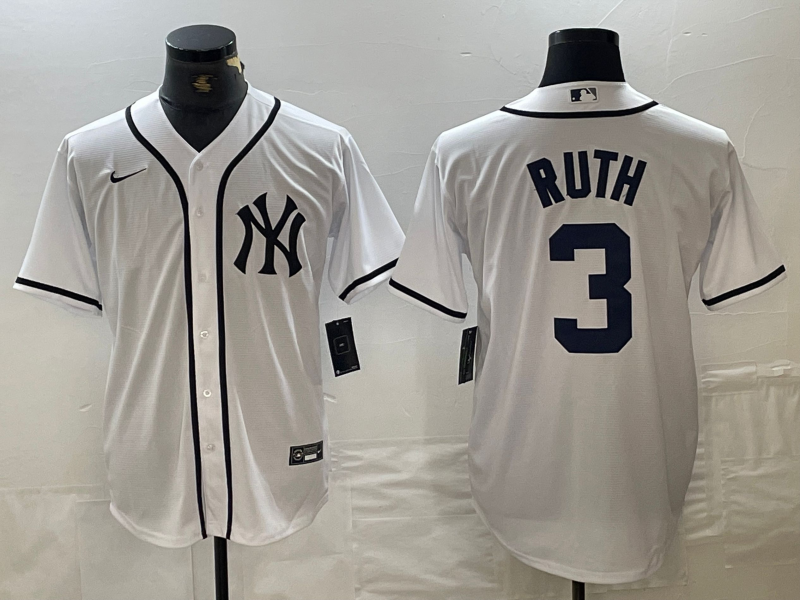 Men's New York Yankees Babe Ruth #3 White Limited Game Jerseys