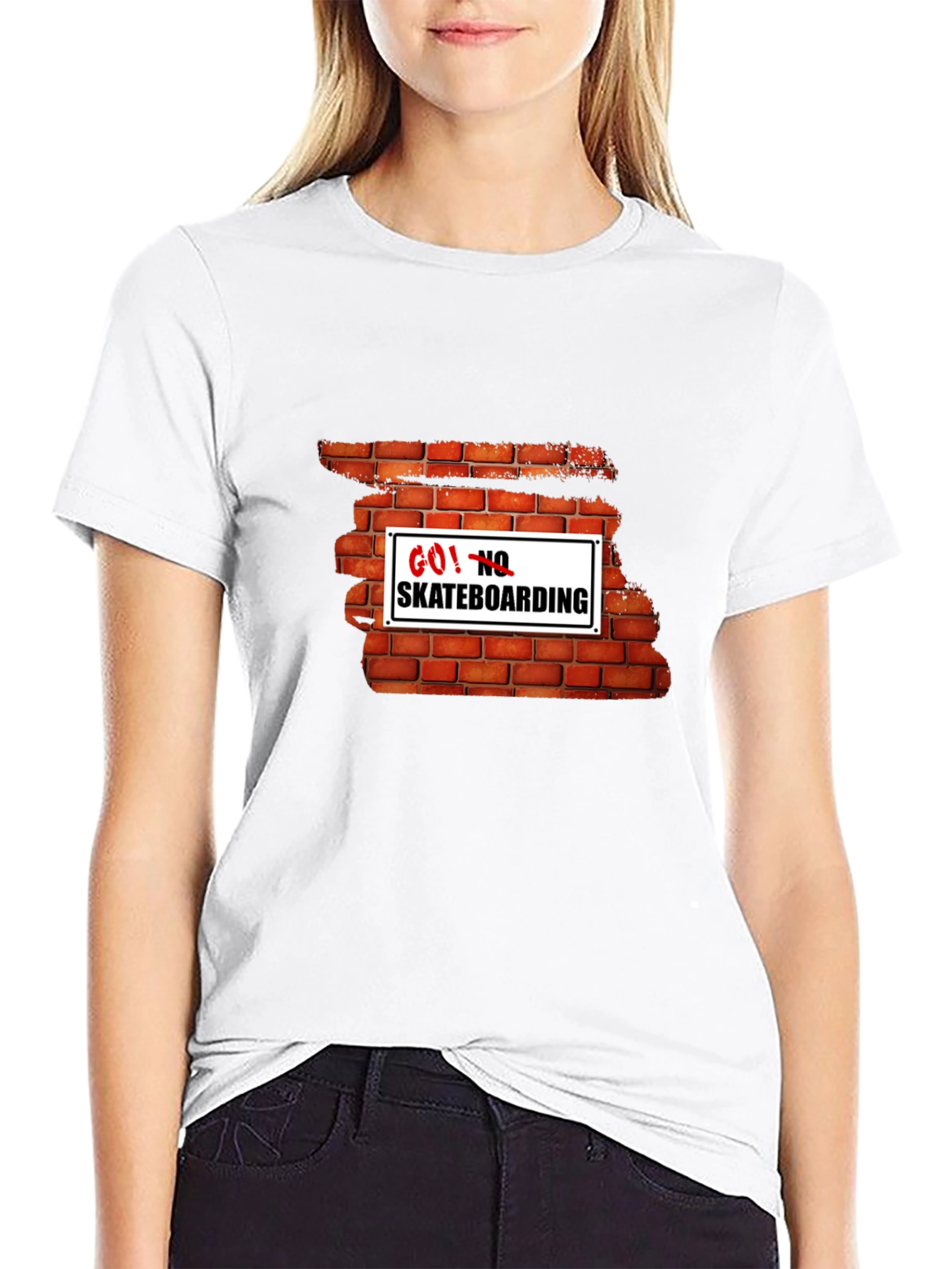 Go! No Skateboarding Brick Wall Graphic Tee