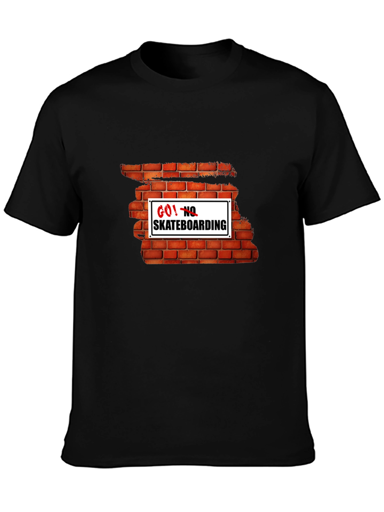 Go! No Skateboarding Brick Wall Graphic Tee