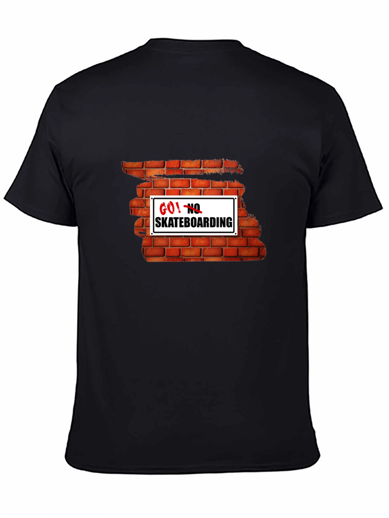 Go! No Skateboarding Brick Wall Graphic Tee
