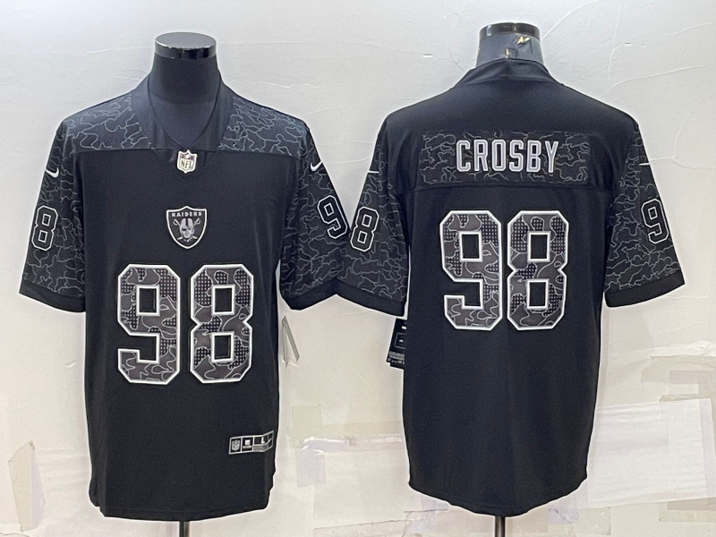 Men's Las Vegas Raiders Maxx Crosby #98 Black RFLCTV Limited Jerseys