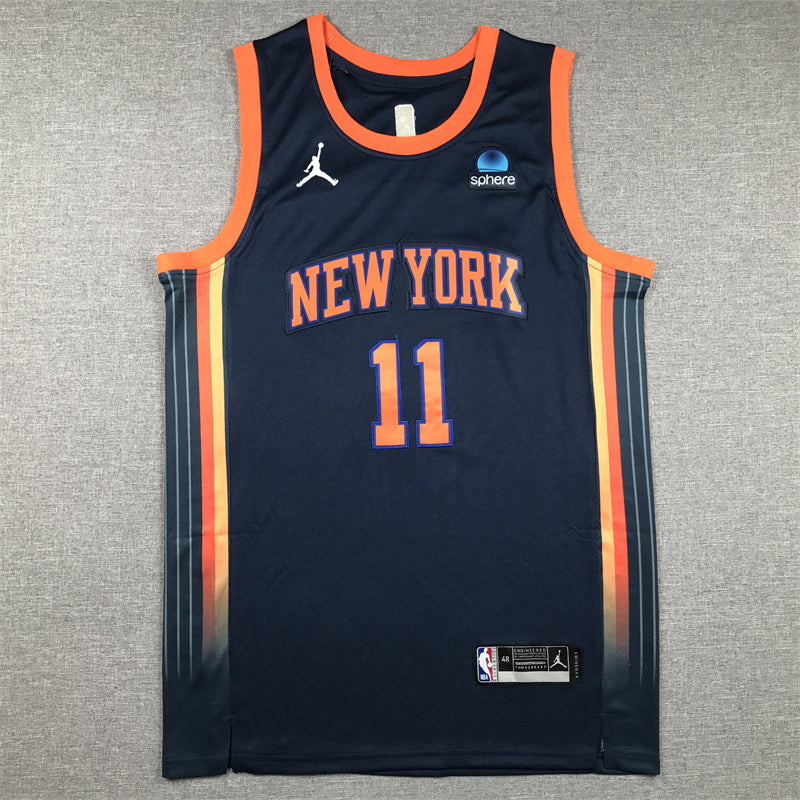 Men's New York Knicks Jalen Brunson #11 Navy Swingman Jerseys - Statement Edition