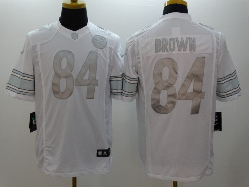 Men's Pittsburgh Steelers Antonio Brown #84 White Game Player Jerseys