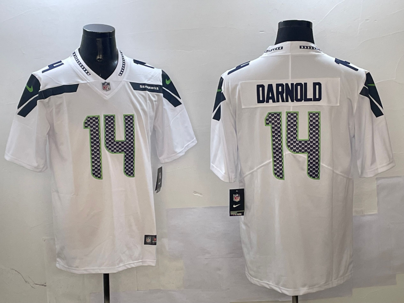 Men's Seattle Seahawks Sam Darnold #14 White Game Player Jerseys