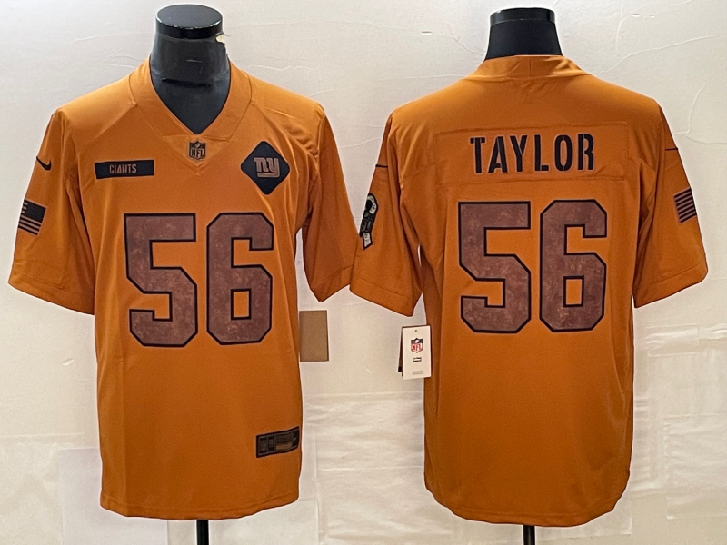 Men's New York Giants Lawrence Taylor #56 Brown 2023 Salute To Service Retired Player Limited Jerseys