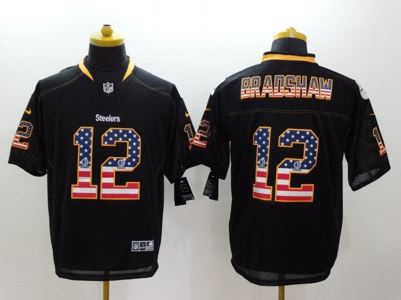 Men's Pittsburgh Steelers Terry Bradshaw #12 Black Player Jerseys