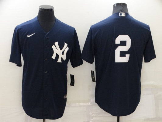 Men's New York Yankees Derek Jeter #2 Navy Replica Player Name Jerseys
