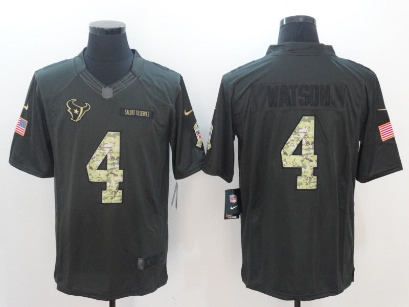 Men's Houston Texans #4 Deshaun Watson Black Authentic Game Jerseys