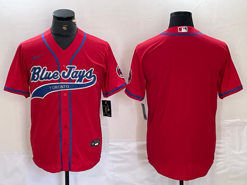 Men's Toronto Blue Jays Red Replica Blank Jerseys Joint Edition