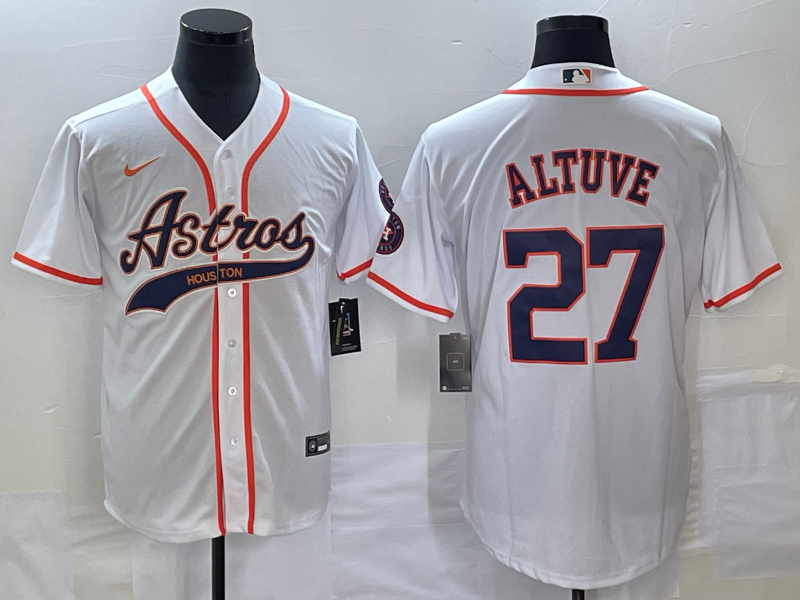 Men's Houston Astros Jose Altuve #27 White Replica Jerseys Joint Edition