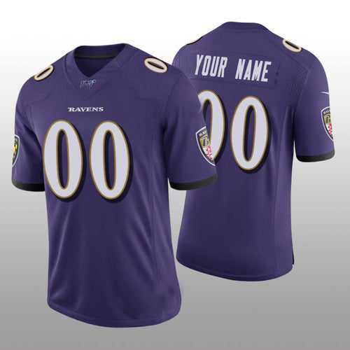 Custom1 Baltimore Ravens Purple Vapor Limited 100th Season Jerseys Stitched American Football Jerseys