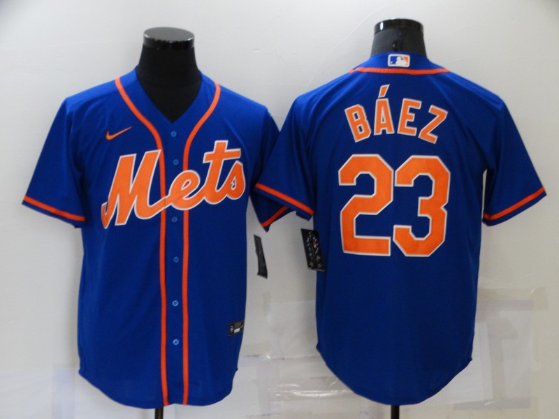 Men's New York Mets Javier Baez #23 Blue Replica Baseball Jerseys