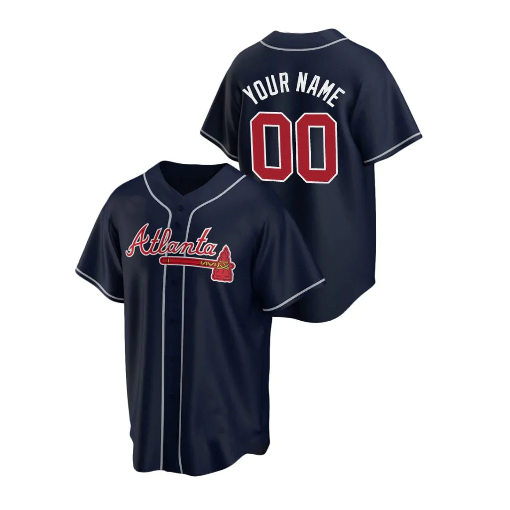 Men's Atlanta Braves Navy Replica Custom Jerseys