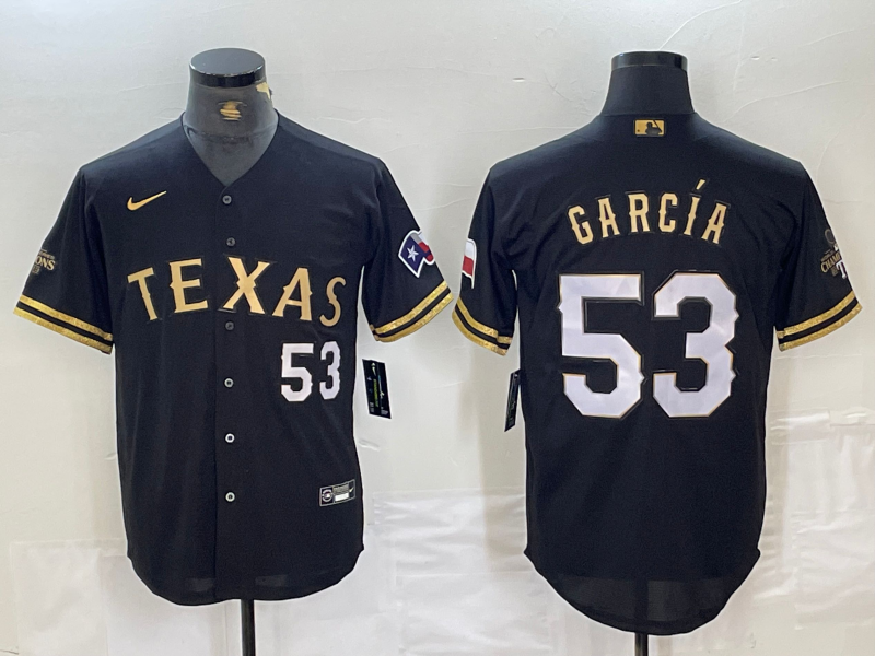 Men's Texas Rangers Adolis Garcia #53 Black Replica Team Jerseys
