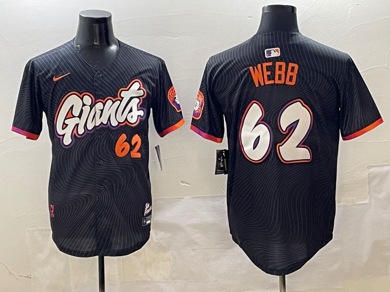 Men's San Francisco Giants Logan Webb #62 Black 2025 City Connect Limited Player Jerseys