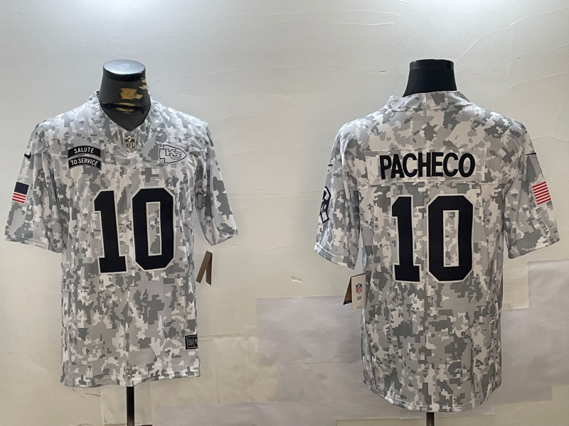 Men's Kansas City Chiefs Isiah Pacheco #10 Arctic Camo 2024 Salute to Service Limited Jerseys